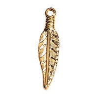 Metal Charm Pendant - Gold Feather