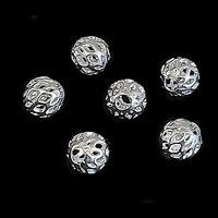 Baroque Metal Round Beads - Silver Plated 6mm x 20