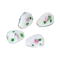 White Cherry Blossom Teardrop Glass Beads 12mm x 10