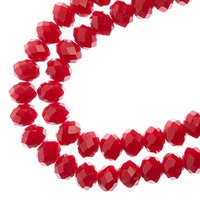 Crystal Faceted Rondelle Beads - Opaque Red