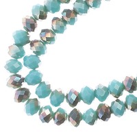 Crystal Faceted Rondelle Beads - Opaque Turquoise w/Half Champagne