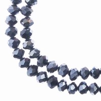 Crystal Faceted Rondelle Beads - Opaque Gunmetal Luster