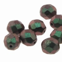 Czech Glass Round Firepolished Beads - Polychrome Sage & Citrus 3mm