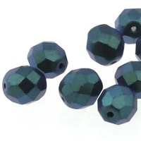 Czech Glass Round Firepolished Beads - Polychrome Viridian 3mm