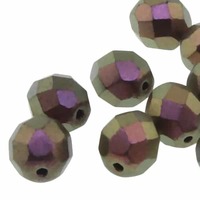 Czech Glass Round Firepolished Beads - Polychrome Copper Ombre 3mm