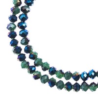Crystal Lane Faceted Rondelle Beads - Opaque Dark Green w/Half Blue Iris 3x4mm