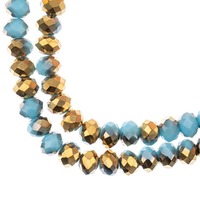 Crystal Lane Faceted Rondelle Beads - Opaque Dark Blue w/Half Gold Iris 6x8mm