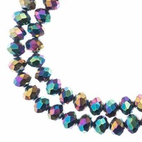 Crystal Lane Faceted Rondelle Beads - Opaque Multi Color Iris 6x8mm