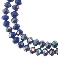 Crystal Lane Faceted Rondelle Beads - Opaque Dark Sapphire w/Half Multi Color Iris