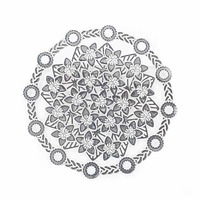 Metal Filigree Connector Charm - Silver Delicate Floral