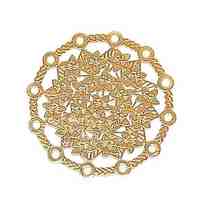Metal Filigree Connector Charm - Gold Delicate Floral