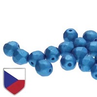 Czech Shield Firepolished Beads - Pearl Shine Azuro 