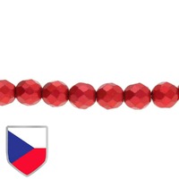 Czech Shield Firepolished Beads - Chalk Lava Red