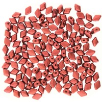 Czech Glass Mini Gemduo Beads - Crystal Bronze Fire Red