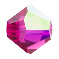 Preciosa Crystal Bicone Beads - Fuchsia AB x 4mm