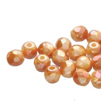 Czech Glass Round FirePolished Beads - Apricot Luster x 3mm