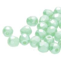 Czech Glass Round FirePolished Beads - Pastel Lt Green x 3mm