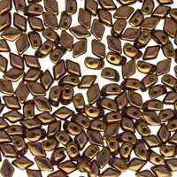 Czech Glass Mini Gemduo Beads - Crystal Gold Bronze