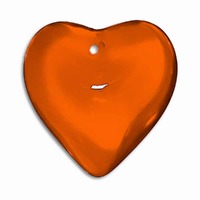 Large Glass Heart Pendant Bead - Papaya Orange