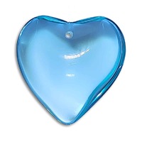 Large Glass Heart Pendant Bead - Tropical Blue