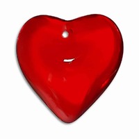 Large Glass Heart Pendant Bead - Hibiscus Red