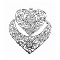 Double Hearts Filigree Craft Charm