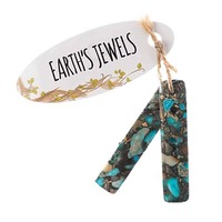 Semi-Precious Rectangle Pendant Slices - Synthetic Imperial Jasper Turquoise