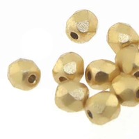 Czech Glass Round FirePolished Beads - Bronze Pale Gold x 3mm