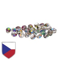 Czech Shield Firepolished Beads - Crystal Vitrail x 4mm