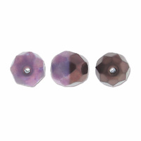 Czech Glass Duet FirePolished Beads - Black White Purple Vega x 6mm