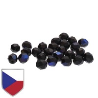 Czech Shield Firepolished Beads - Jet Azuro 6mm