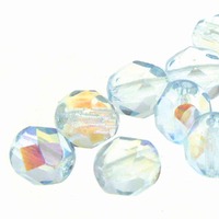 Czech Glass FirePolished Beads - Ice Blue x 6mm