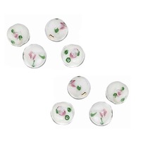 White Cherry Blossom Round Glass Beads 6mm x 20