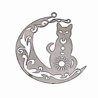 Cat in the Moon Filigree Craft Charm