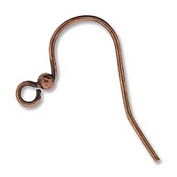 Earring Hook Wire with Ball - Antique Copper Plated x 10 pairs