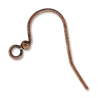 Earring Hook Wire with Ball - Antique Copper Plated x 10 pairs