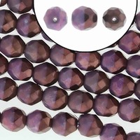 Czech Duet FirePolished Beads - Black White Purple Vega x 8mm