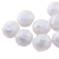 Czech Glass Round FirePolished Beads - Pastel White x 8mm