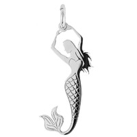 Sterling Silver Charm with Jump Ring - Diving Mermaid