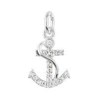 Sterling Silver Charm with Jump Ring - Anchor with Crystals