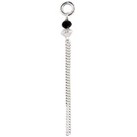 Sterling Silver Curb Chain Tassel Charm w/ Jet & Silver Bead