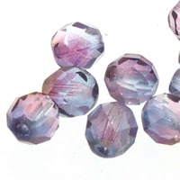 Czech Glass Round FirePolished Beads - Capri Amethyst x 8mm