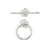 Sterling Silver Toggle Clasp - Round Flower