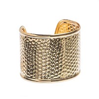 Cuff Bracelet Bangle - Wide Textured Gold