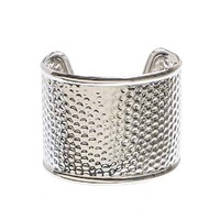Cuff Bracelet Bangle - Wide Textured Silver