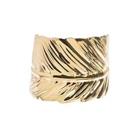 Cuff Bracelet Bangle - Wide Leaf Gold