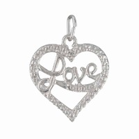 Sterling Silver Charm with Jump Ring - "Love" Text