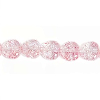 Cracked Glass Heart Beads - Light Pink Dyed 8mm x 10