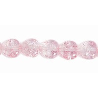 Cracked Glass Heart Beads - Light Pink Dyed 8mm x 10