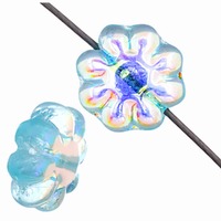 Czech Glass Daisy Beads - Aqua AB 9mm - Pack of 10